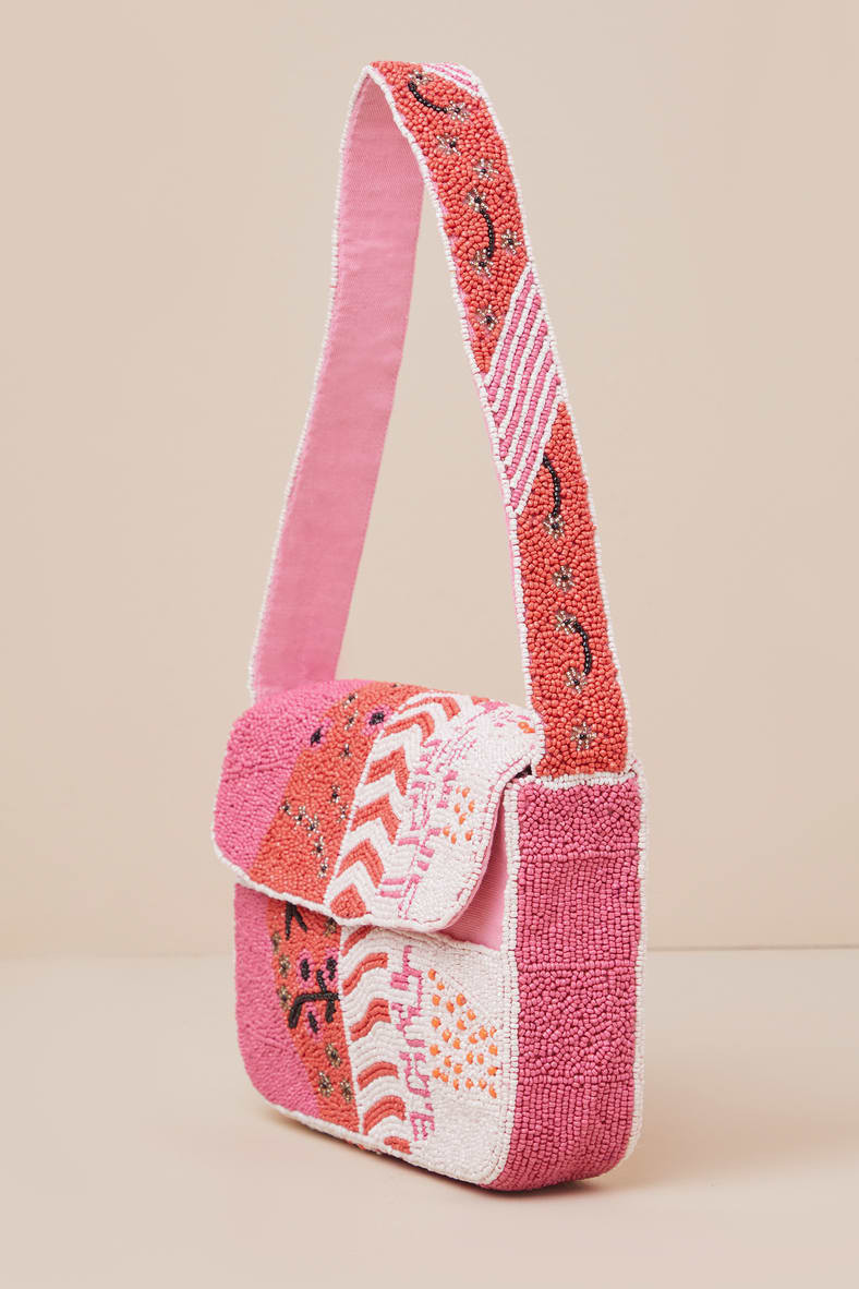 Radiant Inclination Pink Multi Beaded Shoulder Bag | Lulus