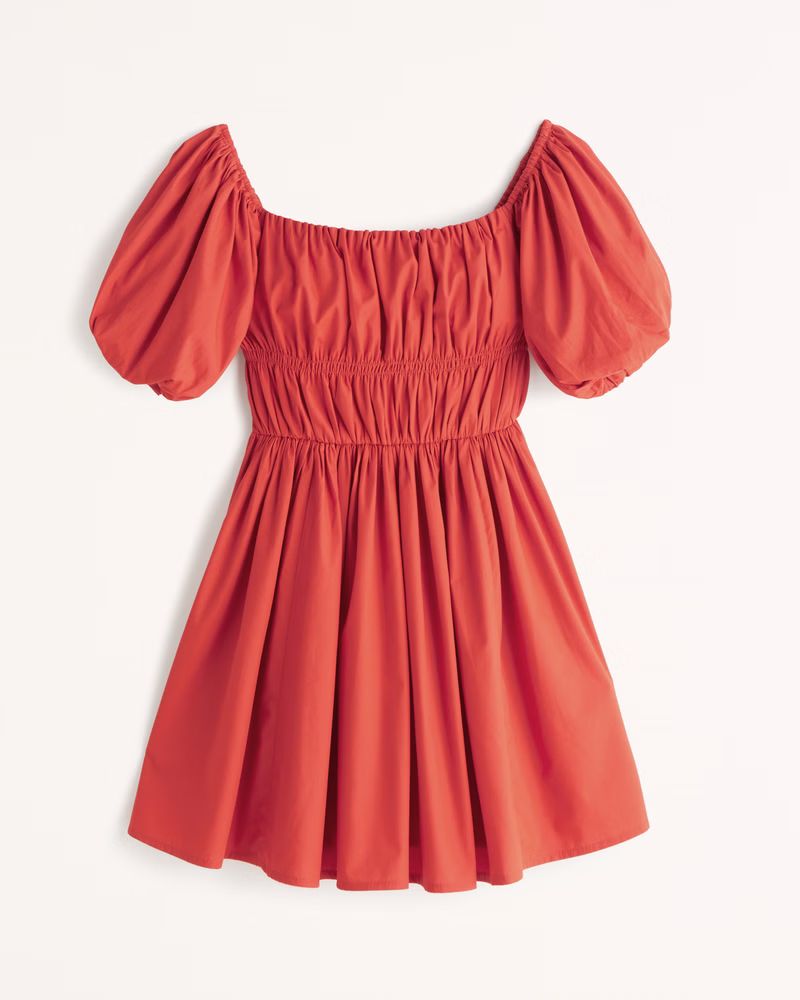 Women's Off-The-Shoulder Puff Sleeve Mini Dress | Women's New Arrivals | Abercrombie.com | Abercrombie & Fitch (US)