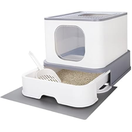 RIZZARI Foldable Cat Litter Box,Large Top Entry Anti-Splashing Litter Box with Lid,Enclosed Plast... | Amazon (US)