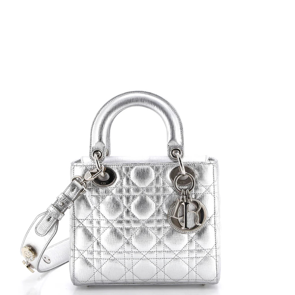 Christian Dior My Lady Dior Bag Cannage Quilted Leather Silver 3690342 | Rebag