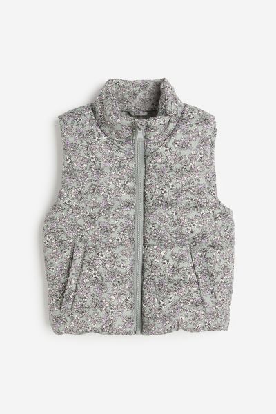 Puffer Vest - Light green/floral - Kids | H&M US | H&M (US + CA)