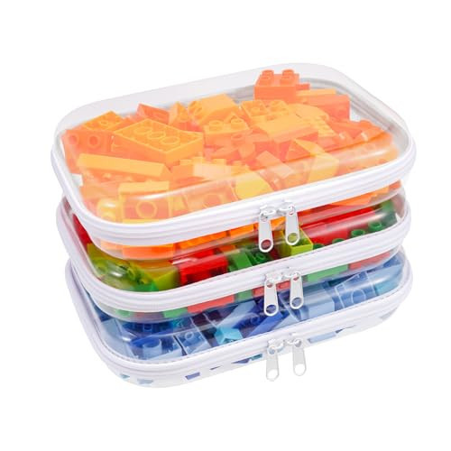 Clear Hard Shell Zipper Case,3PCS Transparent Clear Zipper Pouches,Hard Side Plastic Case Set,Portable Travel Storage Organizer Bins | Amazon (US)