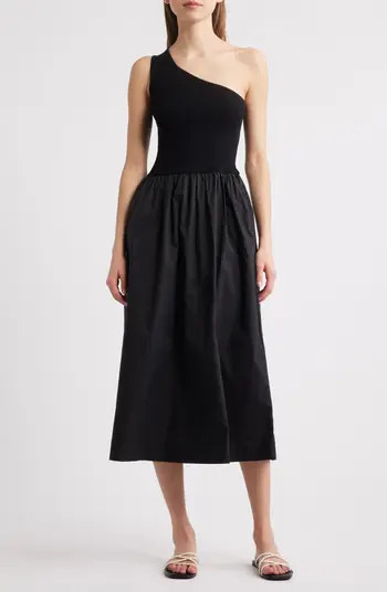 Rails Anita One-Shoulder Mixed Media Midi Dress | Nordstrom | Nordstrom