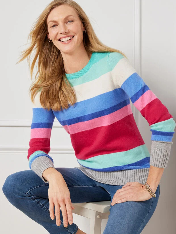 Multi Stripe Crewneck Pullover | Talbots
