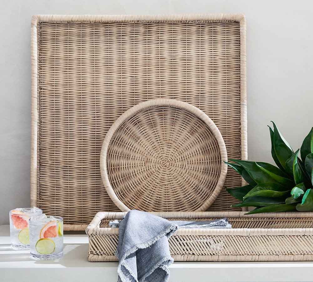 Eden Handwoven Rattan Trays | Pottery Barn (US)