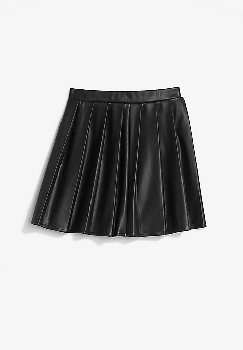 Girls Faux Leather Pleated Skirt | Maurices