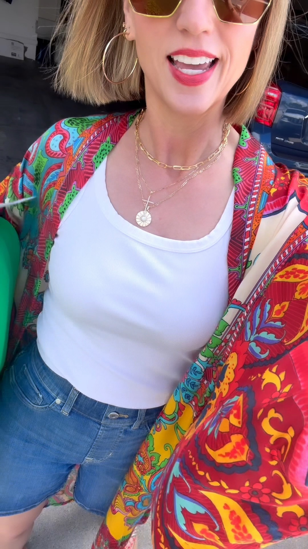 My favorite tank for layering 
And the most flattering jean shorts that hold you in all the right places