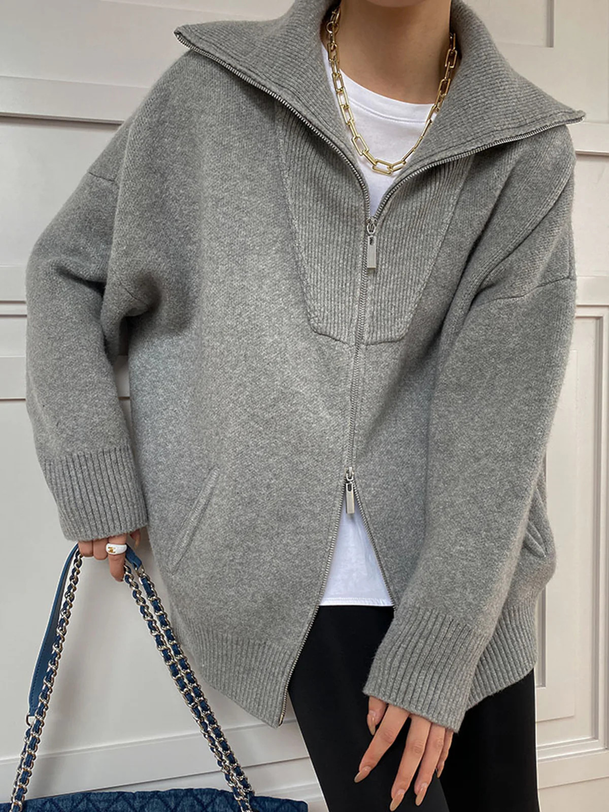 Oversized Open Collar Cardigan | Commense