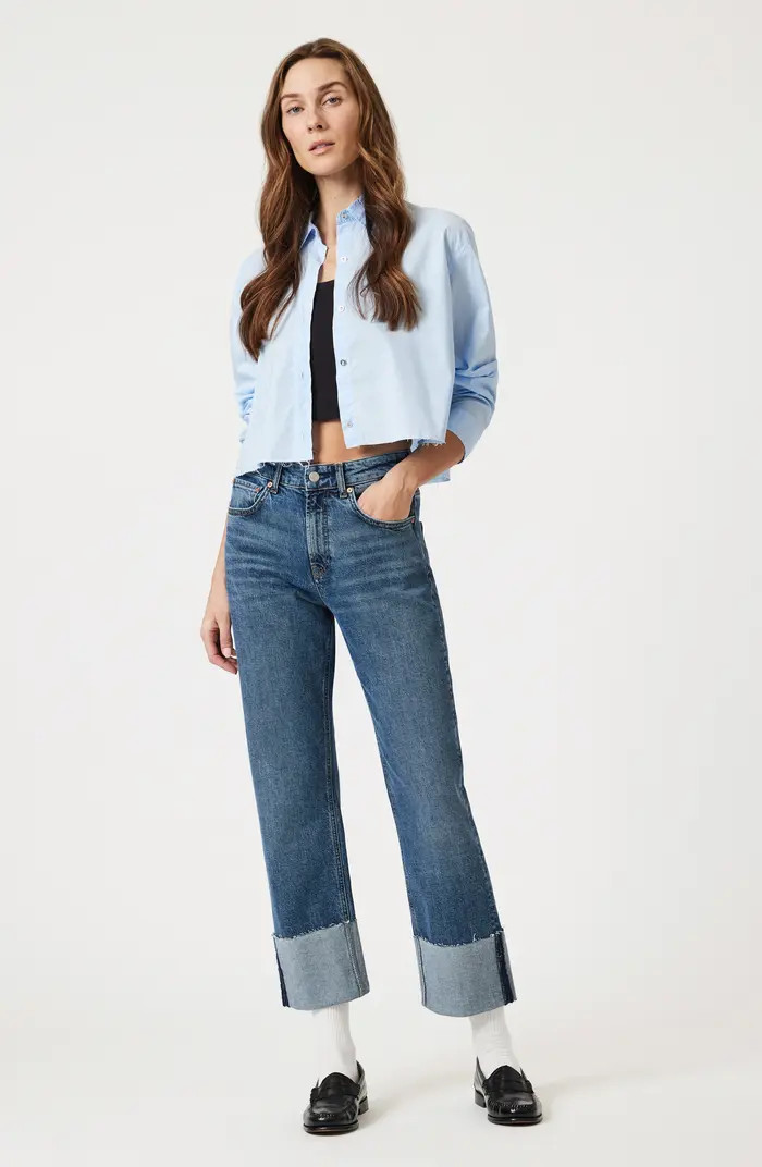 Mavi Jeans Savannah Cuff High Waist Raw Hem Wide Leg Jeans | Nordstrom | Nordstrom
