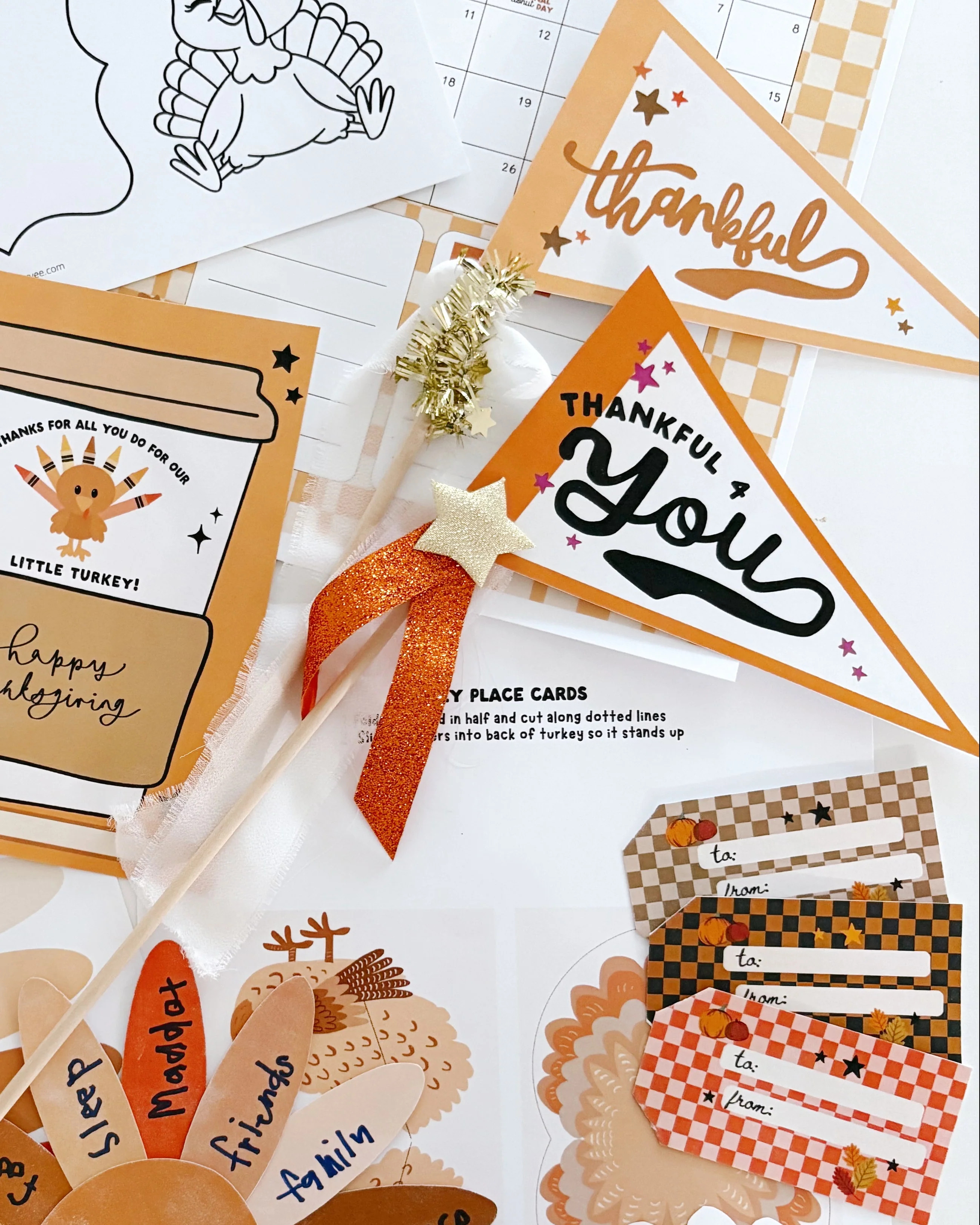 Thanksgiving Vol.5 Flags + Tags | Printable Flags and Tags | The Letter Vee