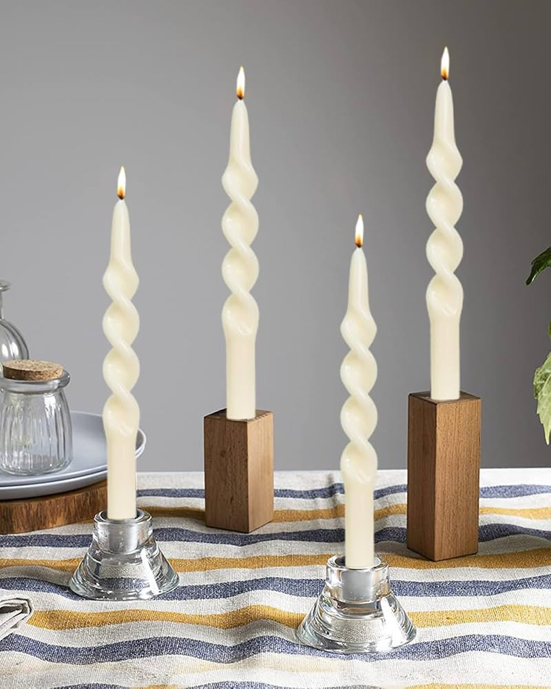 Ivory Spiral Taper Candles Twisted Candle Conical Stick Candles for Holiday Wedding Party Wax Uns... | Amazon (US)