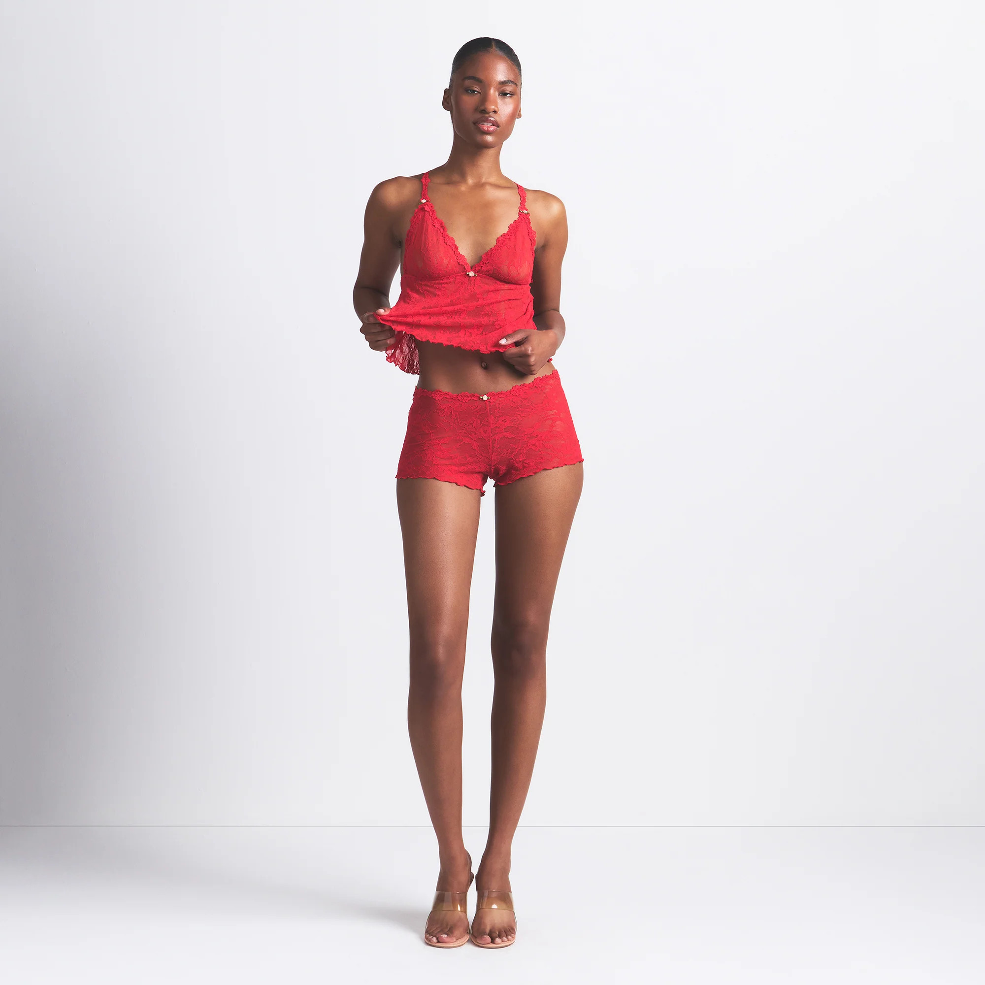 SKIMS Triangle Cami Top And Short Set | Red | XL | Stretch Lace | SKIMS (US)