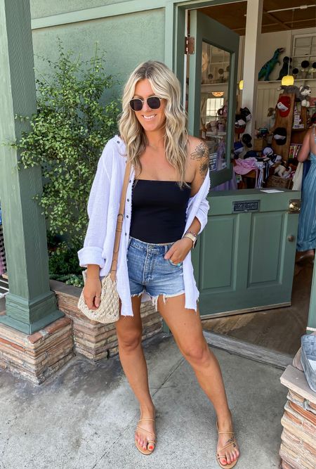 California ootd, summer, casual

Tube top - large
Whistle shirt - large
Shorts - 30, also come in curve love
Sandals - 11, more colors, up to size 12

#LTKstyletip #LTKsalealert #LTKtravel