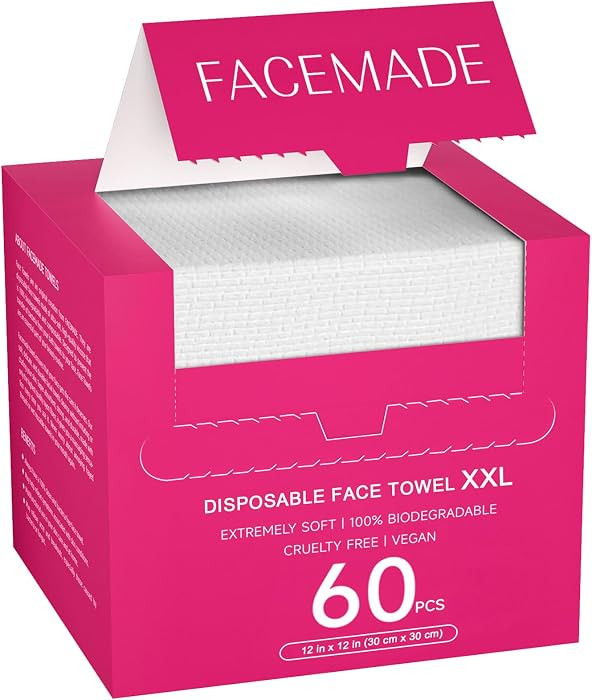 Face Towels XXL, 60 Count 12" \u00d7 12" Disposable Face Towel, Clean Facial Towels for Makeup Re... | Amazon (UK)