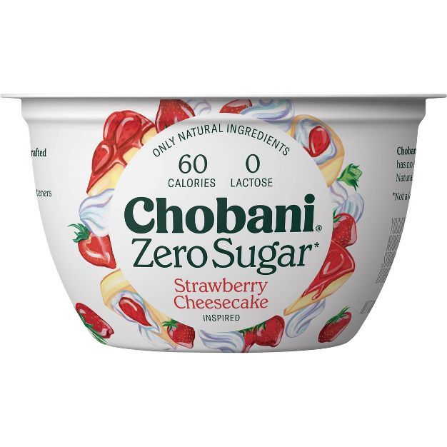 Chobani Zero Sugar Straw Cheesecake Greek Yogurt - 5.3oz | Target