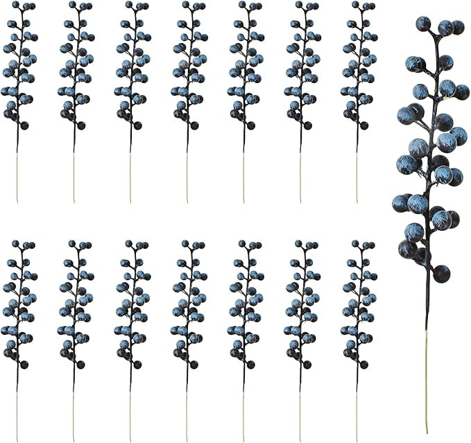 Artificial Berry, 15 Pcs Fake Burgundy Berry Faux Blueberries Stems Artificial Berry Picks for Ho... | Amazon (US)