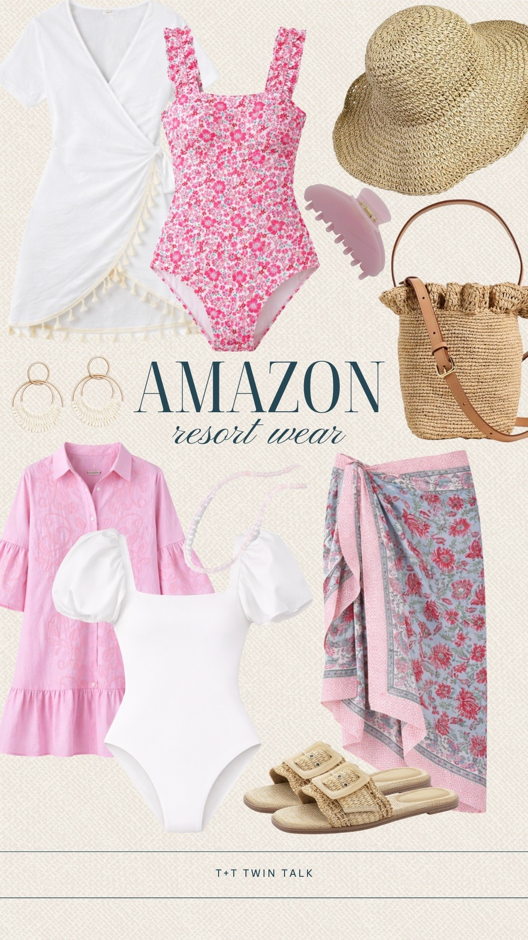 Amazon resort wear finds that are perfect for your next getaway. Think easy coverups, flattering swimsuits, and breezy pieces in soft pinks and neutrals. Finished with straw accessories and sandals for that effortless vacation look.

#LTKSeasonal #LTKMidsize #LTKOver40