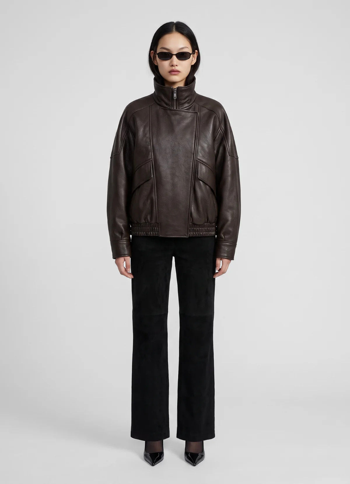 Brown Vintage Leather Relaxed Bomber Jacket | DE SAVARY LONDON