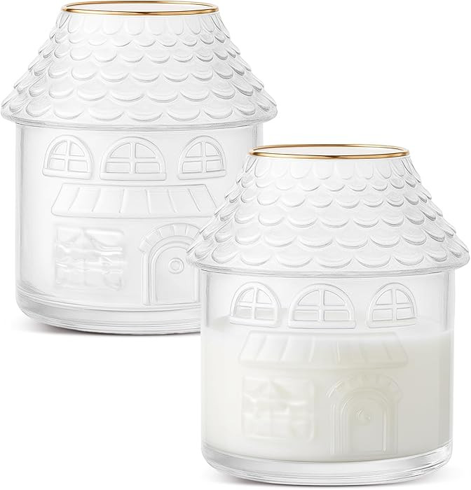 2 Pcs Christmas Gingerbread House Drinking Glasses, 18oz Christmas Gingerbread House Clear Glass ... | Amazon (US)