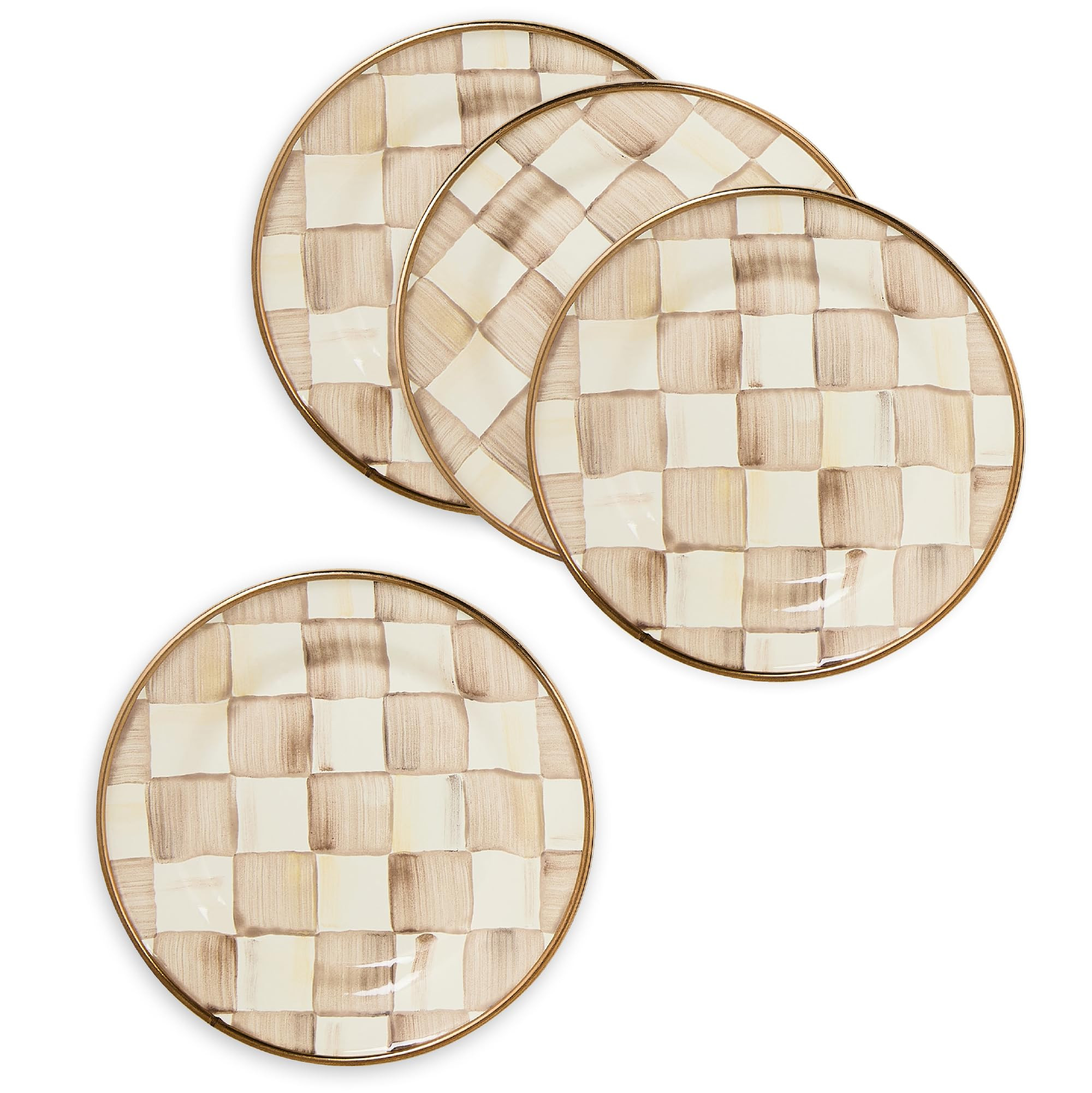 MACKENZIE-CHILDS Set of 4 Enamel Appetizer Plates, Decorative Dinnerware Plate, 5 Inches, Brown-a... | Amazon (US)