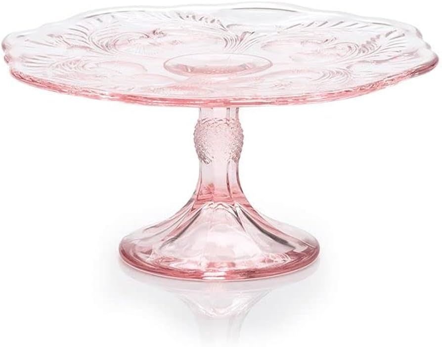 Cake Plate - Inverted Thistle - Mosser Glass - USA - Small (Pink) | Amazon (US)