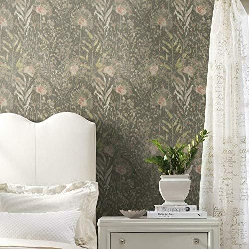 RoomMates RMK11742WP Taupe and Pink Dandelion Peel and Stick Wallpaper | Amazon (US)