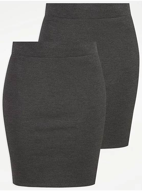 Grey Senior Girls Jersey Tube School Skirts 2 Pack | George