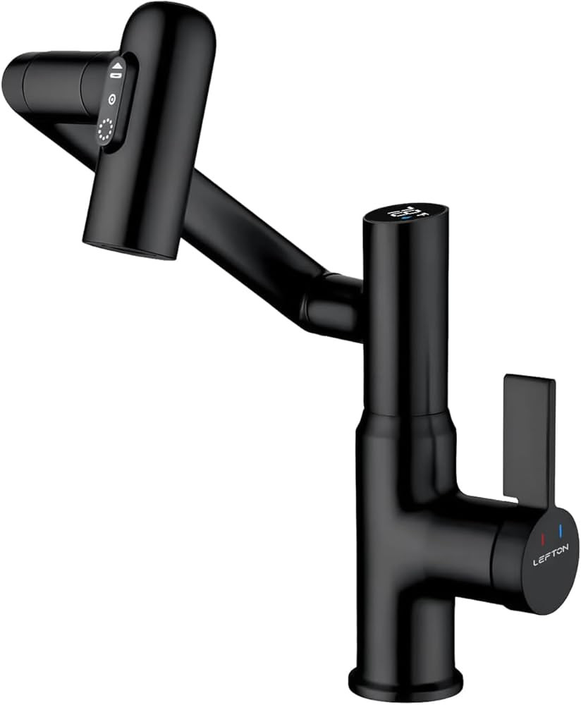 Lefton Rotatable Bathroom Faucet with Temperature Display in Fahrenheit (Batteries-Free), 3 Water... | Amazon (US)