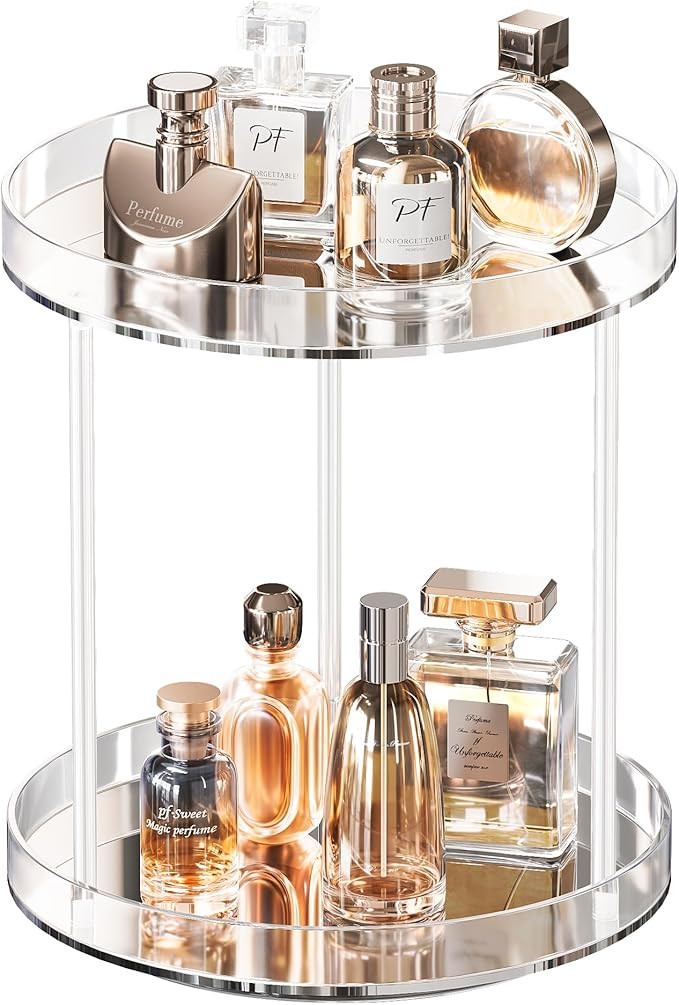 Lolalet 360 Degree Rotating Acrylic Perfume Organizer Stand, 2 Tiers Clear Perfumes Holder Displa... | Amazon (US)