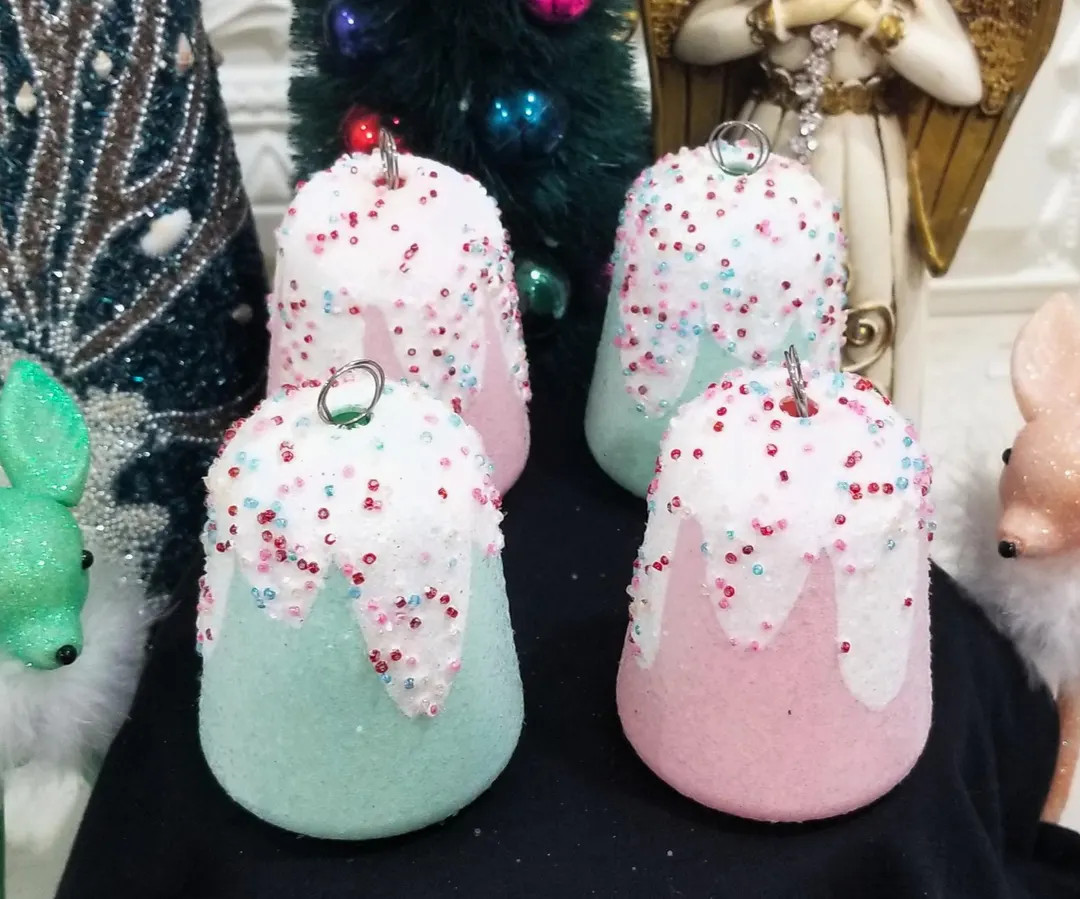 Pastel Sugarcoat Gumdrop Christmas Ornaments Bakery Candyland Beaded Sprinkles Pink Blue - Etsy | Etsy (US)