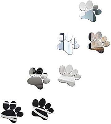 aooyaoo DIY Dog Footprin Prints Mirror Wall Sticker Children Room Decoration (Silver3) | Amazon (US)