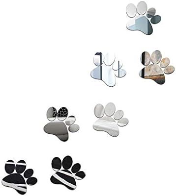 aooyaoo DIY Dog Footprin Prints Mirror Wall Sticker Children Room Decoration (Silver3) | Amazon (US)