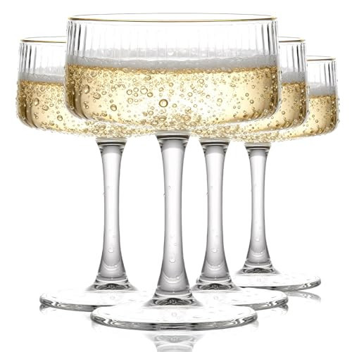 TOLASTO Sektgläser - 4er Set, je 260 ml, Champagnergläser Sektkelche Glas Sektglas Cocktailgläser Weingläser Spülmaschinenfest Modern Phnom Penh, Housewarming Gift | Amazon (DE)