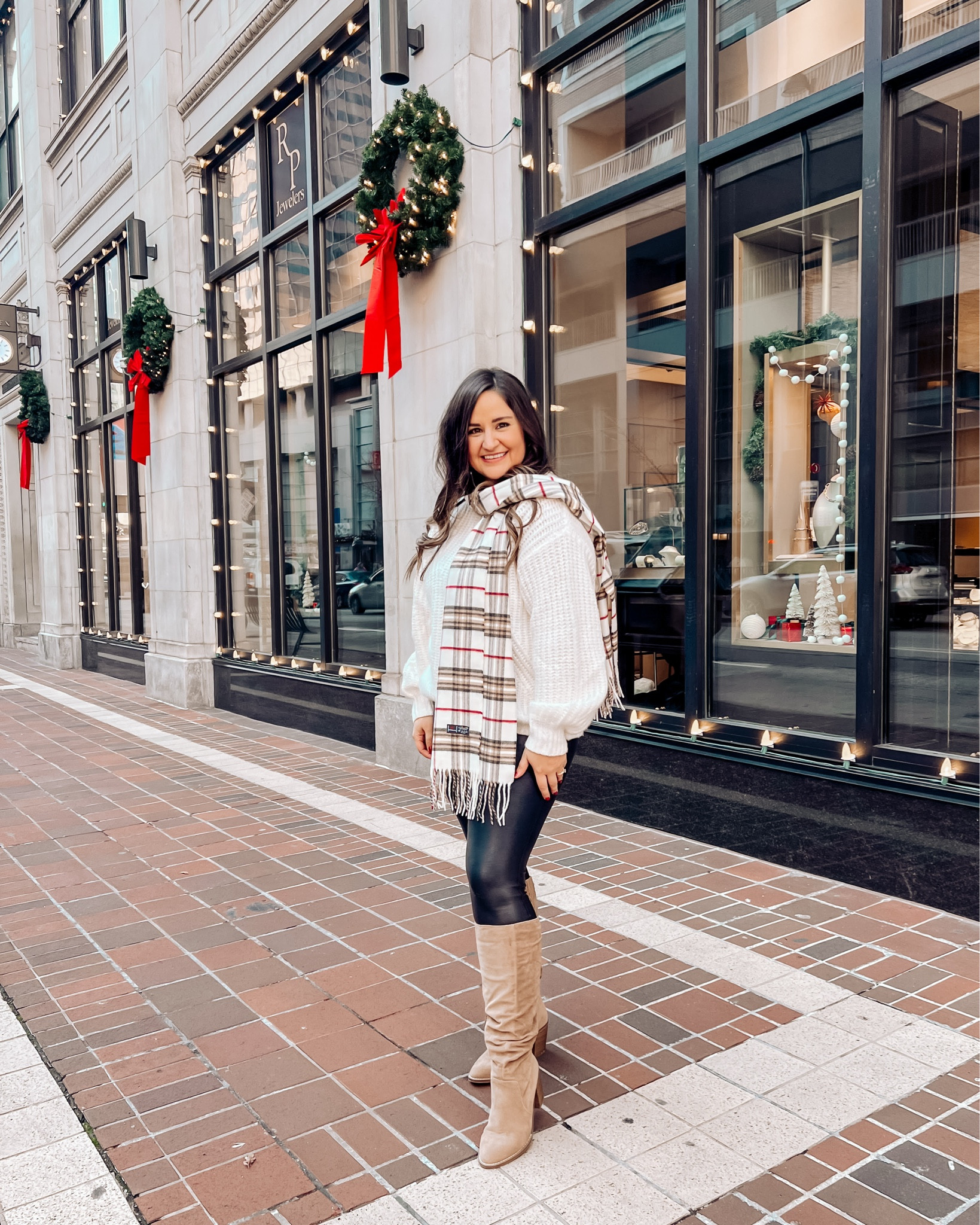 The quintessential winter outfit with the Rory Gilmore sweater, faux leather leggings, knee high boots, and a plaid scarf 🧣 

This is one of the comfiest quarter zip sweaters from Amazon wearing a size medium

Midsize, curvy, winter outfit, leggings outfit, black leggings, brown boots, white sweater, oversized sweater 

#LTKFindsUnder50 #LTKSeasonal #LTKMidsize