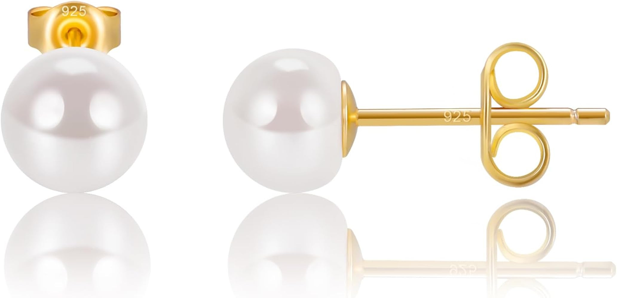 EAMTI Pearl Earrings for Women Trendy 18K Gold Plated Sterling Silver Freshwater Cultured Pearl S... | Amazon (US)