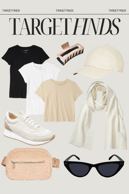 Target finds!
Target fashion, Target accessories, Target basics, t-shirts, claw clip, baseball hat, scarf, belt bag, sunglasses 

#LTKfindsunder50 #LTKfindsunder100 #LTKSeasonal