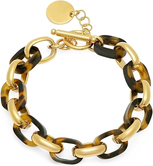 Steeltime 18K Gold Plated Stainless Steel Tortoise Shell Padlock Pendant Necklace | Amazon (US)