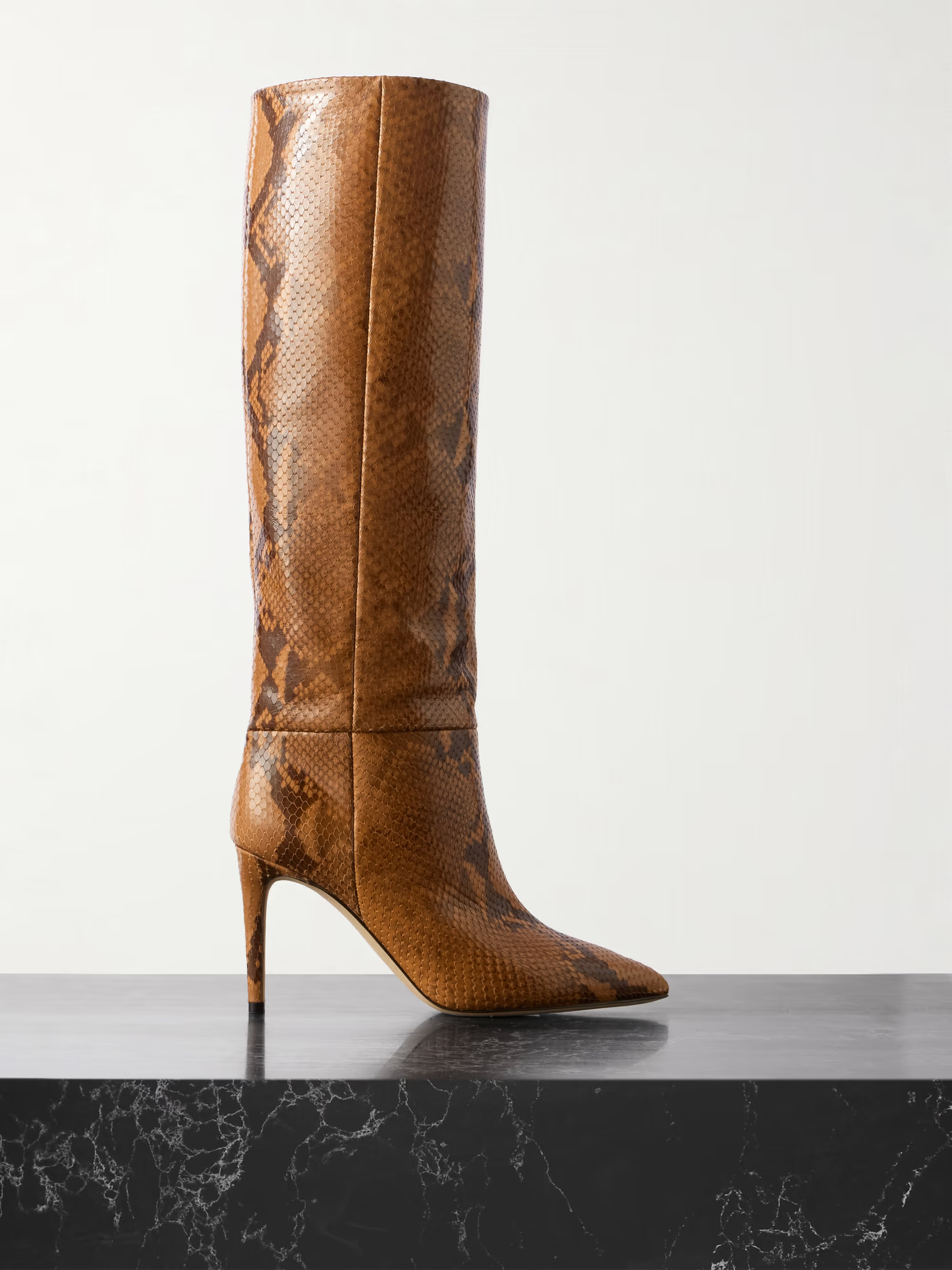 Stiletto snake-effect leather knee boots | NET-A-PORTER (US)