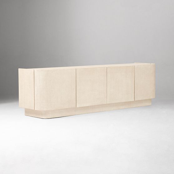 Solstice 78"" Media Console, Whitewash Raffia | West Elm (US)