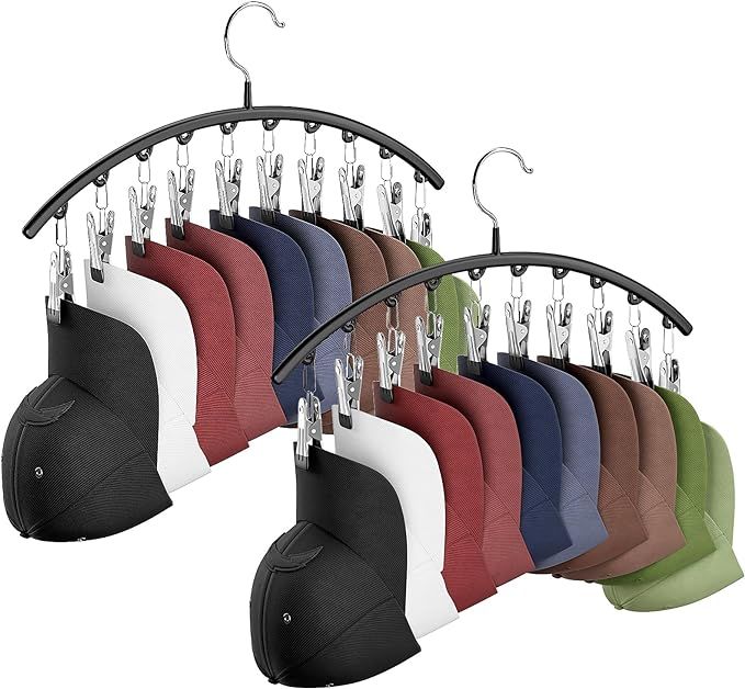 Hat Hangers for Closet, Metal 2 Pack Hat Organizer Holder for Hanger & Room Closet Display, Hat R... | Amazon (US)