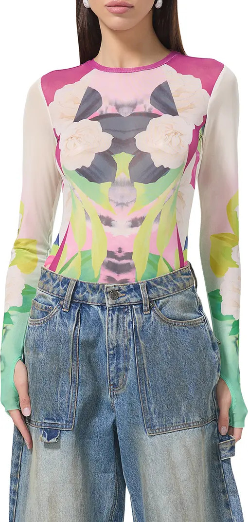 AFRM Kaylee Print Sheer Mesh Top | Nordstrom | Nordstrom