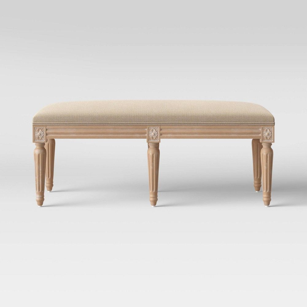 Erwin Turned Wood Leg Bench Beige - Threshold | Target