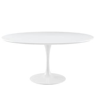 MODWAY 60 in. Lippa in White Round Wood Top Dining Table EEI-1120-WHI - The Home Depot | The Home Depot