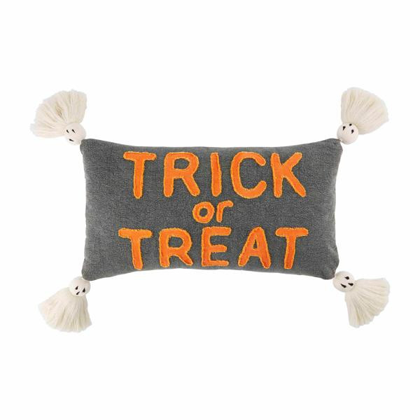 Trick Or Treat Ghost Tassel Pillow | Mud Pie