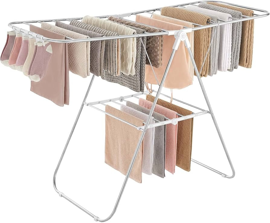 SONGMICS Clothes Drying Rack, with Sock Clips, Metal Laundry Rack, Foldable, Space-Saving, Free-S... | Amazon (US)