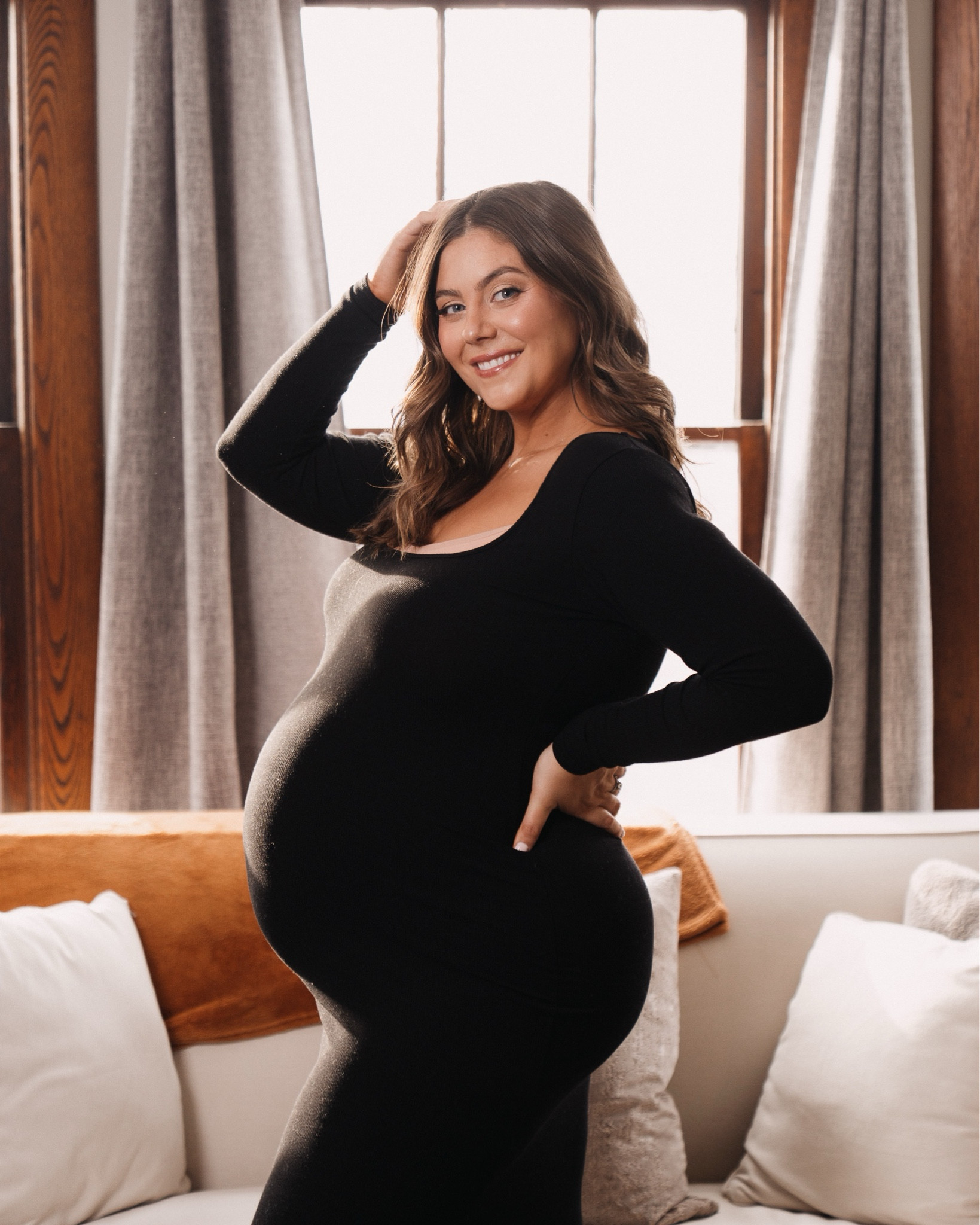 Maternity photo inspo - non-maternity dress, bump friendly dress, dress is old skims, sharing similar styles. 

#LTKBump #LTKMidsize #LTKootd