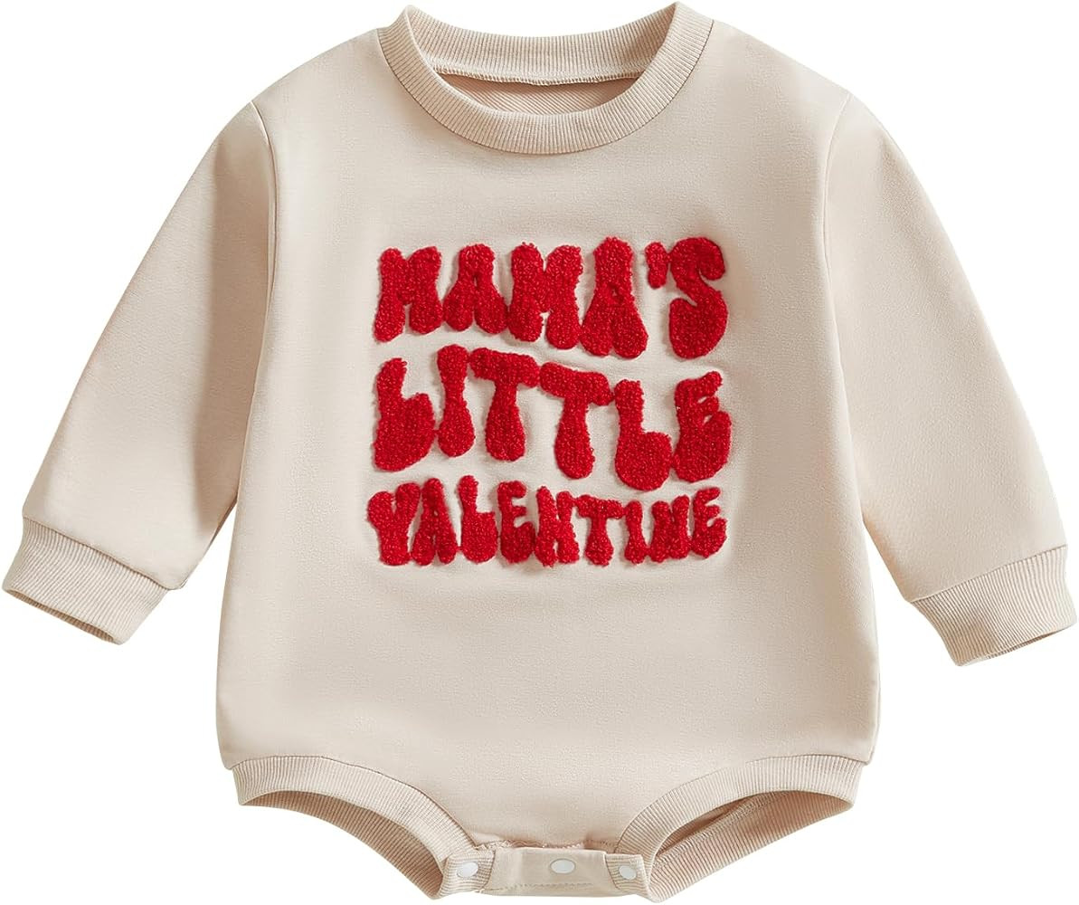 Eadrioss Infant Baby Girl Boy Valentines Outfit Crew Neck Letter Print Sweatshirt Romper One Piec... | Amazon (US)