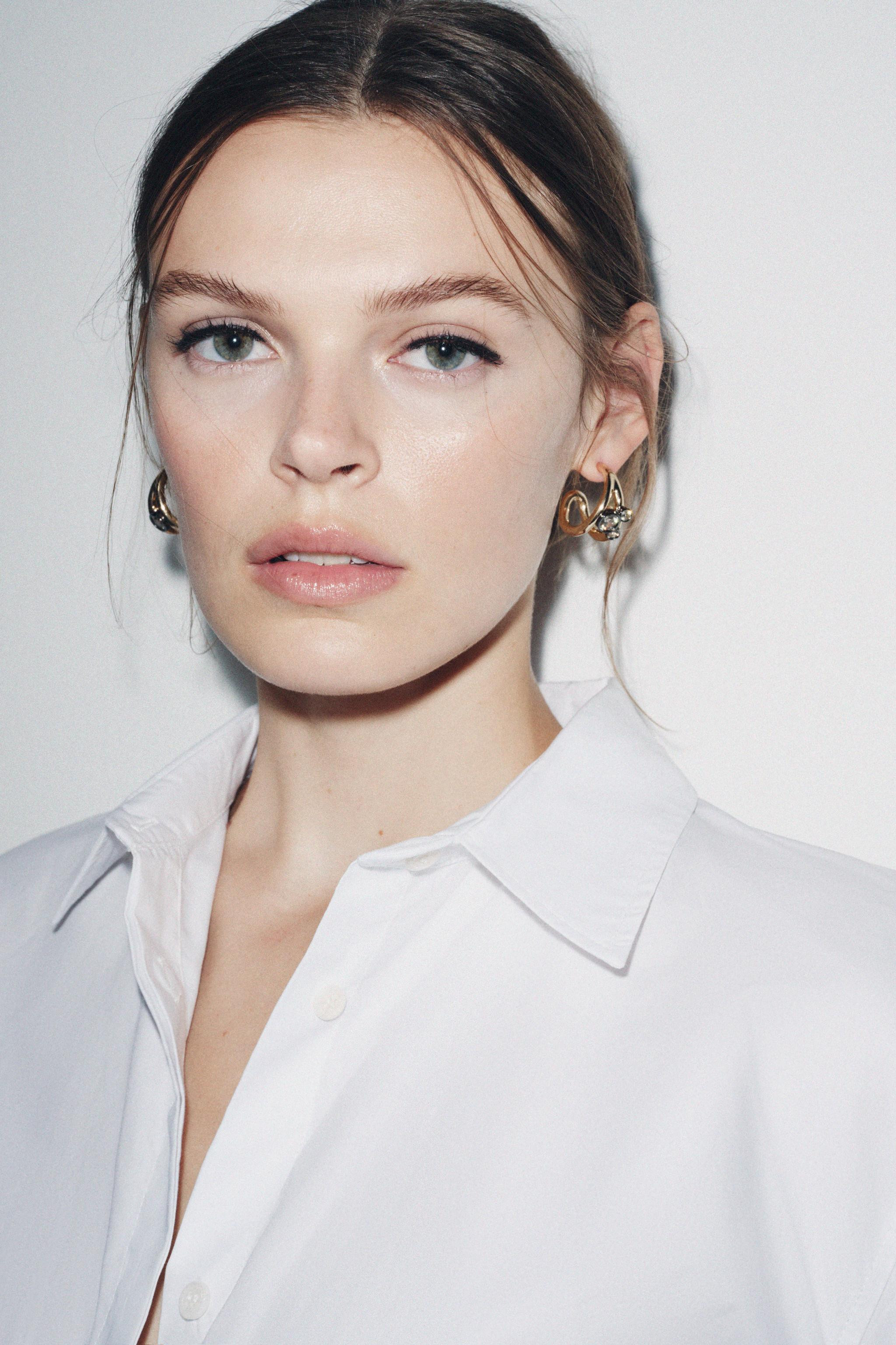 RHINESTONE DOUBLE HOOP EARRINGS | Zara UK