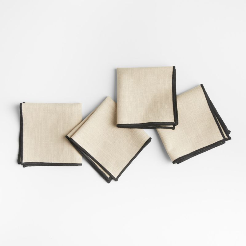 Mercer Merrow Stitch Tan Organic Cotton Cocktail Napkins, Set of 4 + Reviews | Crate & Barrel | Crate & Barrel