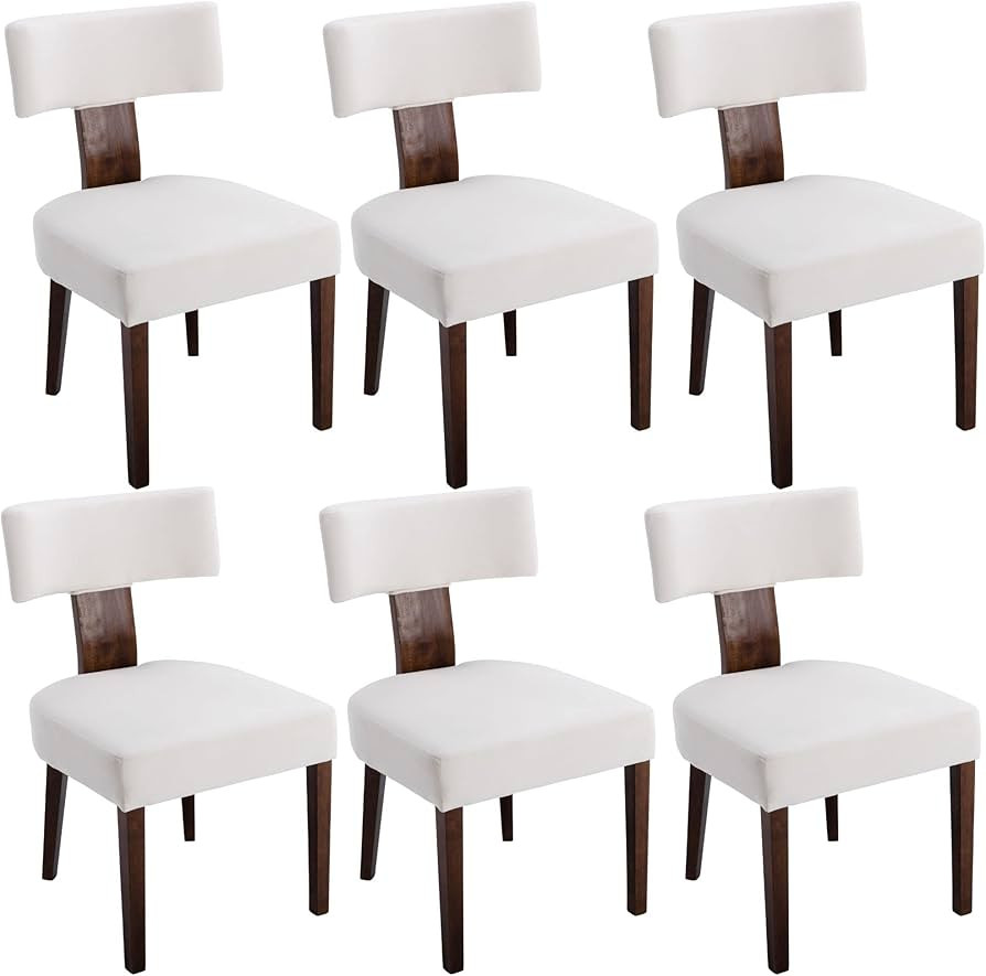 HNY Set of 6 Mid Century Modern Dining Chairs, Farmhouse Velvet Upholstered Accent Chair Curved B... | Amazon (US)